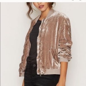 Free people crushed velvet bomber jacket